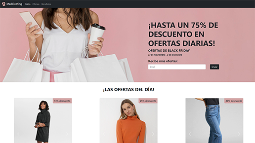 Imagen de la web de ofertas de black friday MadClothing